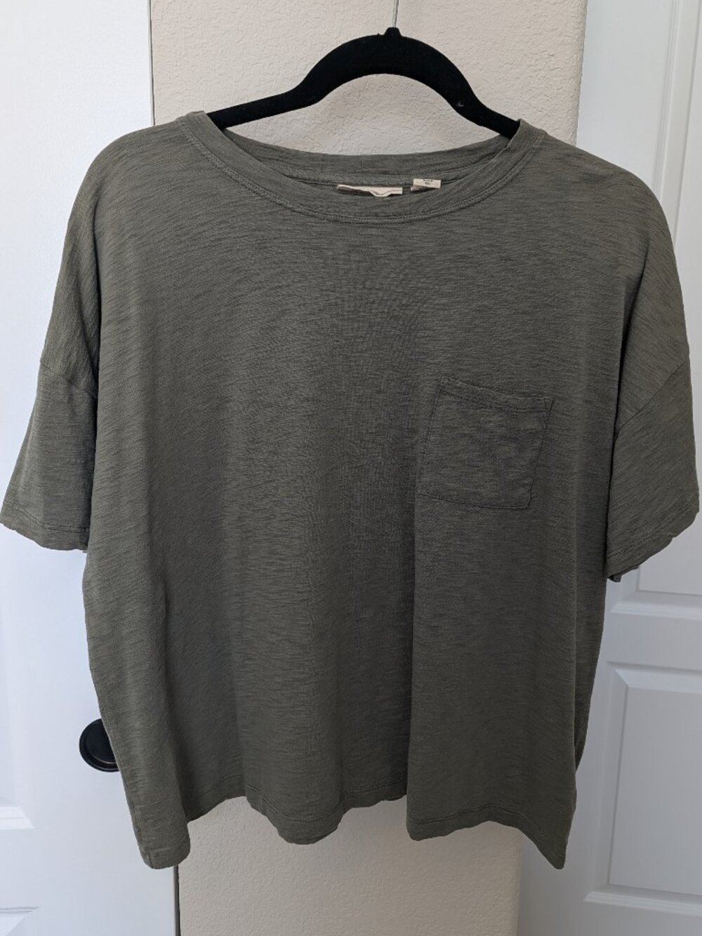 Christian Siriano New York Olive Green Boxy T-Shirt with Pocket - Size XL